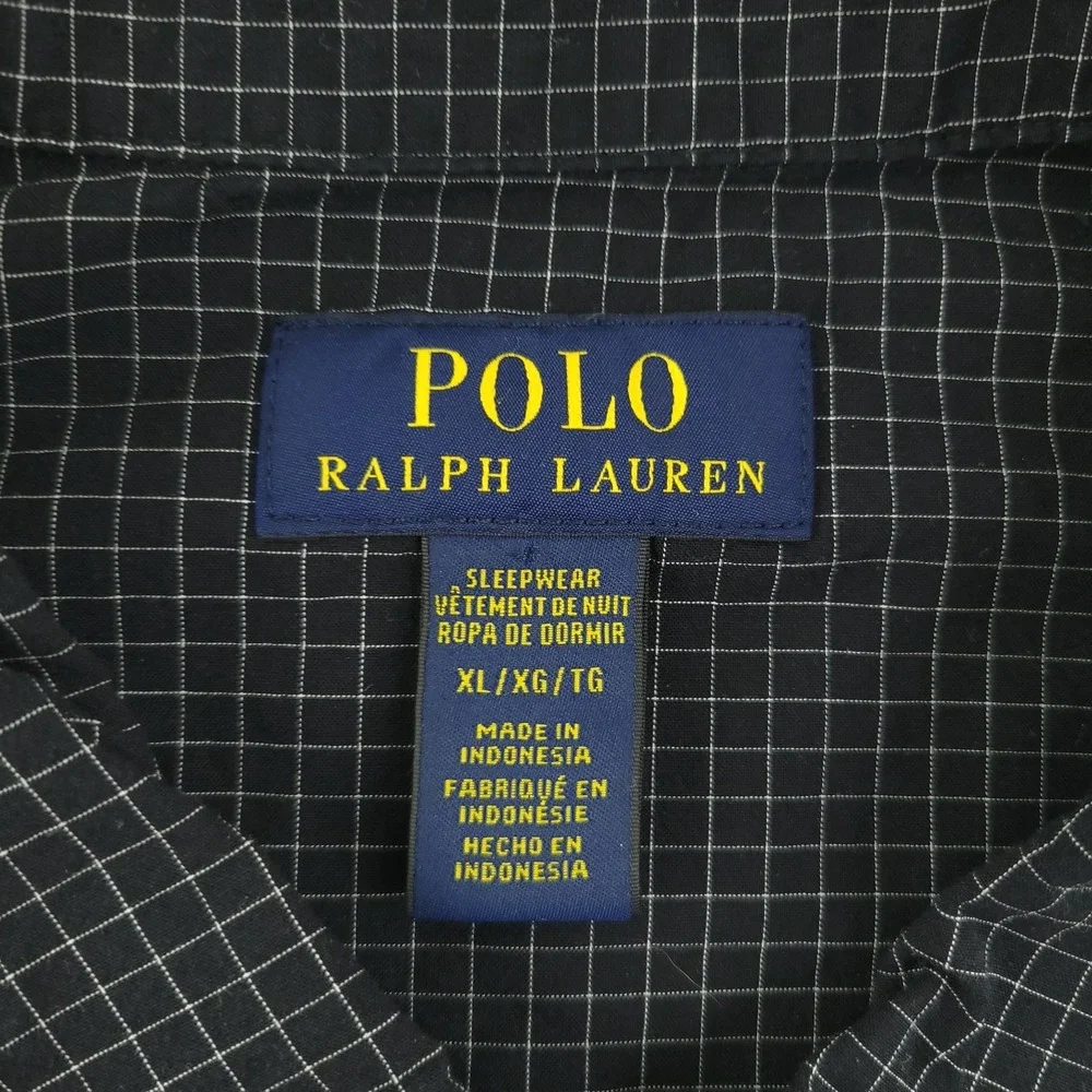Polo Ralph Lauren Pajama Set Mens XL Black Check 2 Piece Long Sleeve Sleepwear